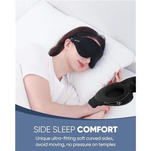 Sleep Mask Blackout 3D Eye Cover Memory Foam Travel Insomnia Relief - Picture 3 of 7